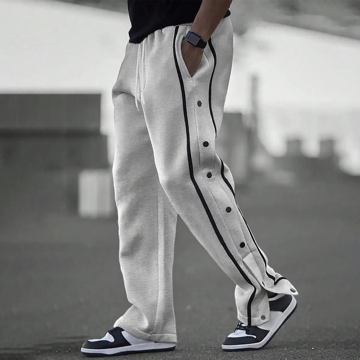 MEN'S CASUAL WHITE-LINE BREASTED PANTS