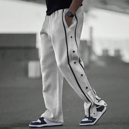 MEN'S CASUAL WHITE-LINE BREASTED PANTS