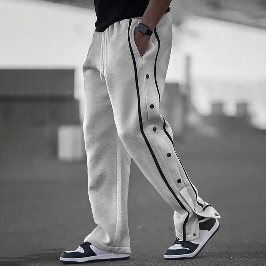 MEN'S CASUAL WHITE-LINE BREASTED PANTS