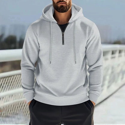 MEN'S SPRING SOLID WAFFLE LONG-SLEEVE HOODIES