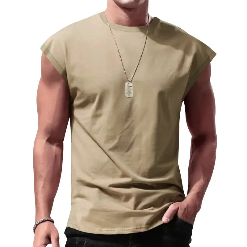 MEN'S CASUAL SOLID SLEEVELESS LOOSE TANK TOP