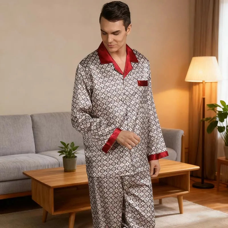MEN'S SIMULATION LONG-SLEEVE PYJAMAS 2PC SET