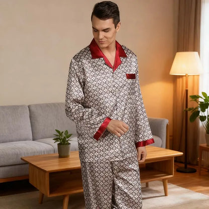 MEN'S SIMULATION LONG-SLEEVE PYJAMAS 2PC SET