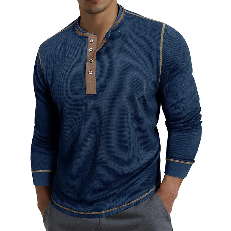 MEN'S FASHION CONTRAST LONG-SLEEVE T-SHIRT