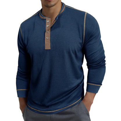 MEN'S FASHION CONTRAST LONG-SLEEVE T-SHIRT