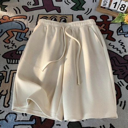 MEN'S CASUAL LOOSE DRAWSTRING WAFFS SHORTS
