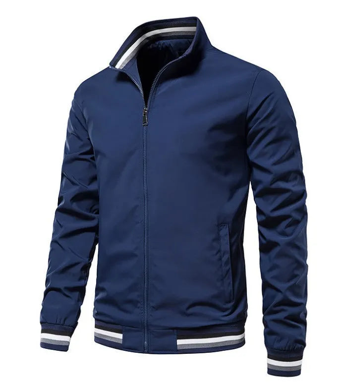 MEN'S CASUAL AUTUMN WINTER COLLAR ZIPPER LONG-SLEEVE COAT