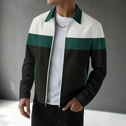 MEN'S SPRING WAFFLE LAPEL LONG-SLEEVE JACKET