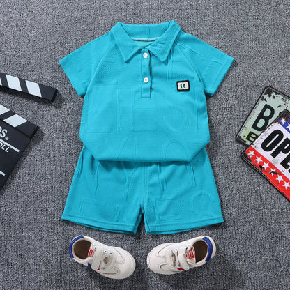 BOY'S FASHION SHORT-SLEEVE POLO SHIRT 2PCS SET