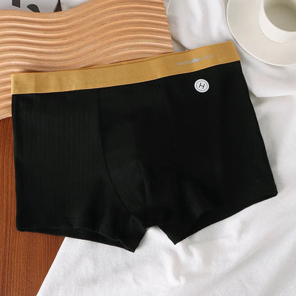MEN'S CASUAL BASIC STRIPE COTTON MID-WAIST BOXER PANTS
