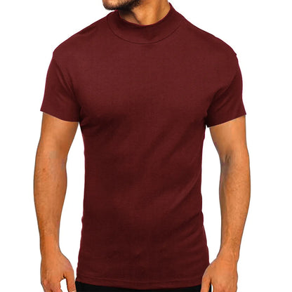 MEN'S CASUAL BASIC SOLID TURTLE NECK T-SHIRT