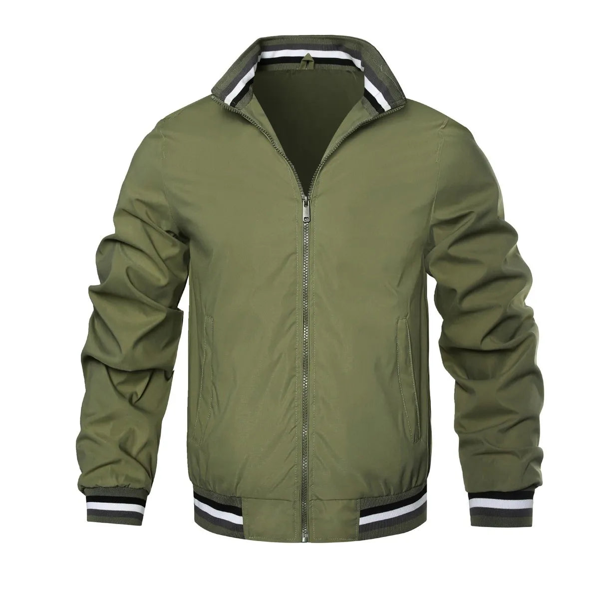 MEN'S CASUAL AUTUMN WINTER COLLAR ZIPPER LONG-SLEEVE COAT