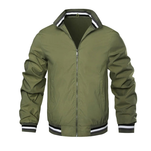 MEN'S CASUAL AUTUMN WINTER COLLAR ZIPPER LONG-SLEEVE COAT