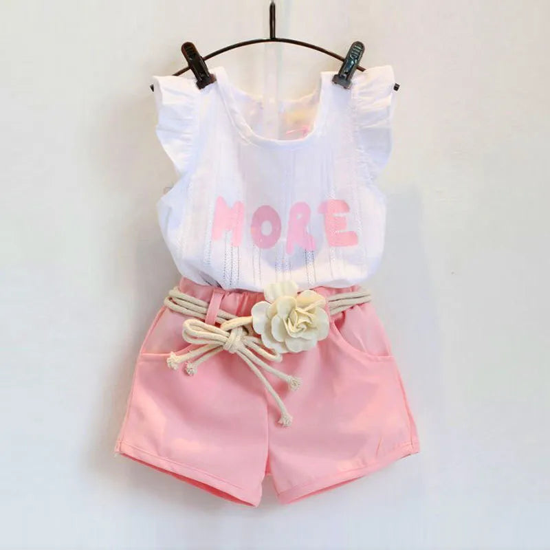 GIRL'S ROUND-NECK PATTERN 2PCS SET
