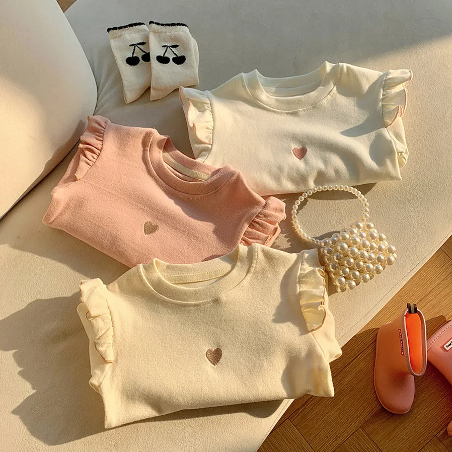 GIRL'S TODDLER EMBROIDERY RUFFLED T-SHIRT