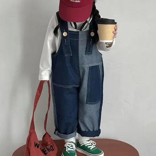 KIDS FASHION CASUAL LOOSE DENIM JUMPSUITS