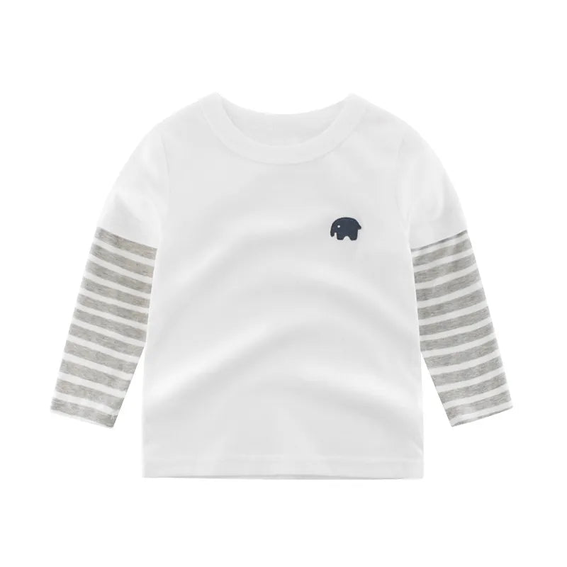 BOY'S TODDLER CASUAL CARTOON STRIPE LONG-SLEEVE T-SHIRT