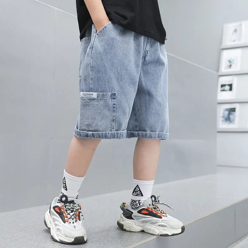 BOY'S CASUAL SOLID POCKET WAIST DENIM SHORTS