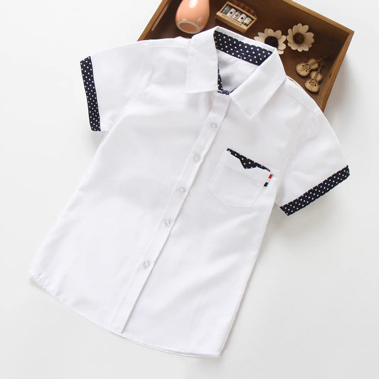 BOY'S TODDLER SUMMER POLKA DOT SHORT- SLEEVE SHIRT