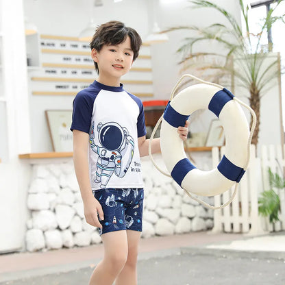 KIDS TODDLER CUTE CARTOON SHORT-SLEEVE TANKINIS SWIMWEAR 2PCS SET