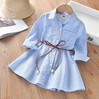 GIRL'S CASUAL LONG-SLEEVE STRIPED DRESS