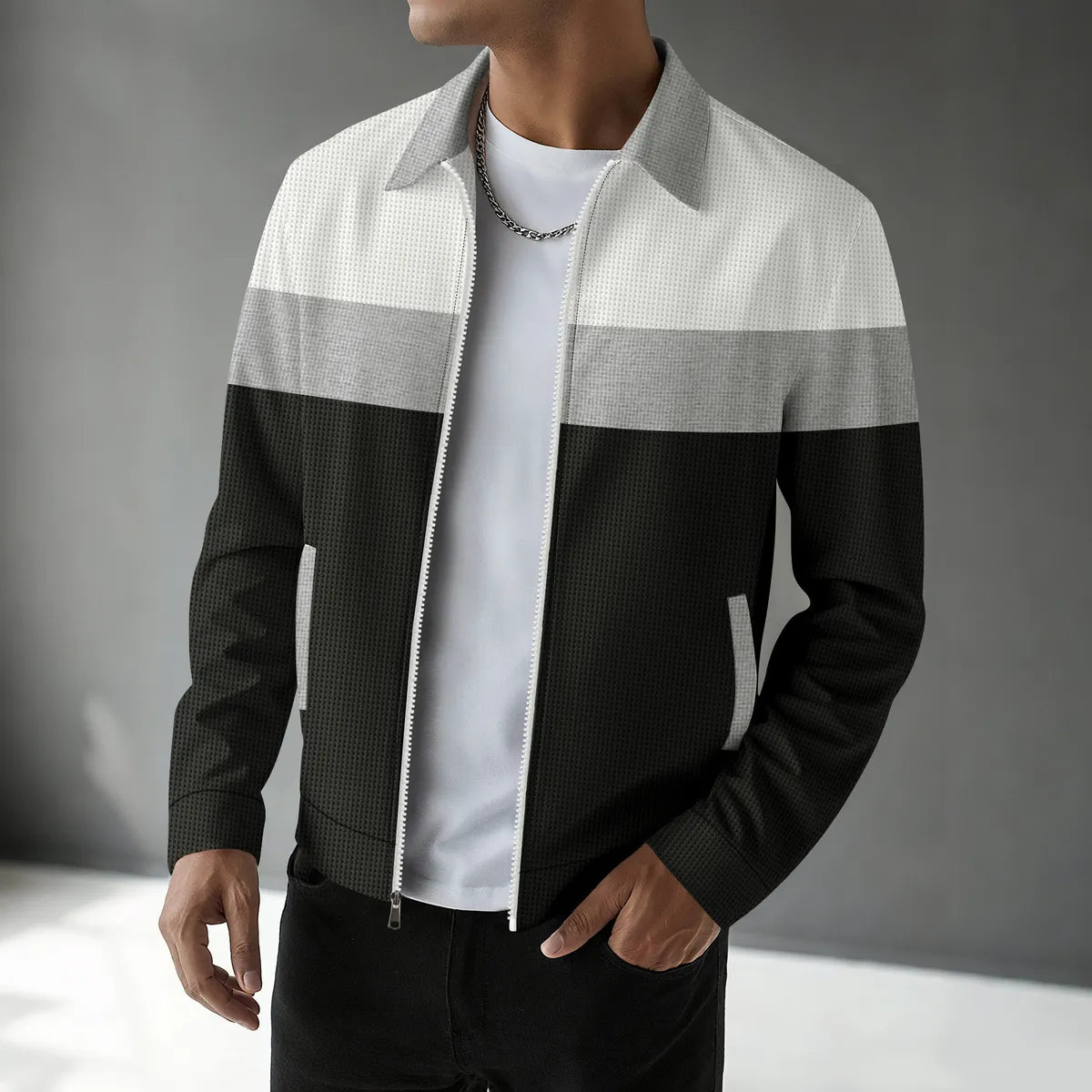 MEN'S SPRING WAFFLE LAPEL LONG-SLEEVE JACKET