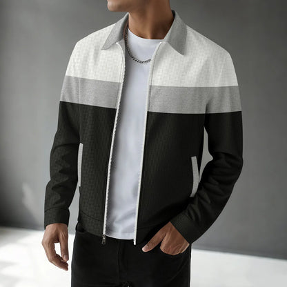 MEN'S SPRING WAFFLE LAPEL LONG-SLEEVE JACKET