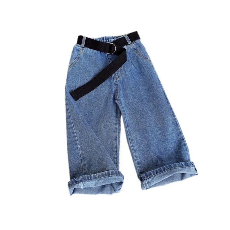 GIRL'S TODDLER WIDE-LEG DENIM PANTS LOSSE JEANS
