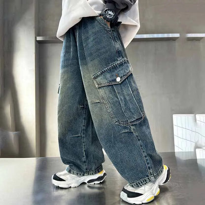 BOY'S TODDLER CASUAL VINTAGE CARGO WIDE LEG JEANS
