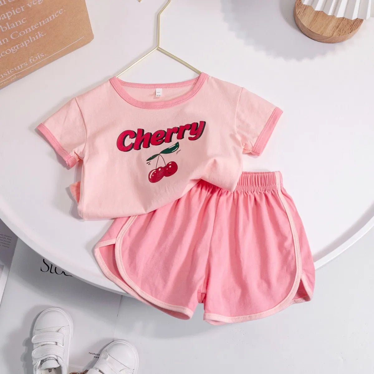 GIRL'S CASUAL CUTE SWEET ALPHABET PRINT  2PCS SET