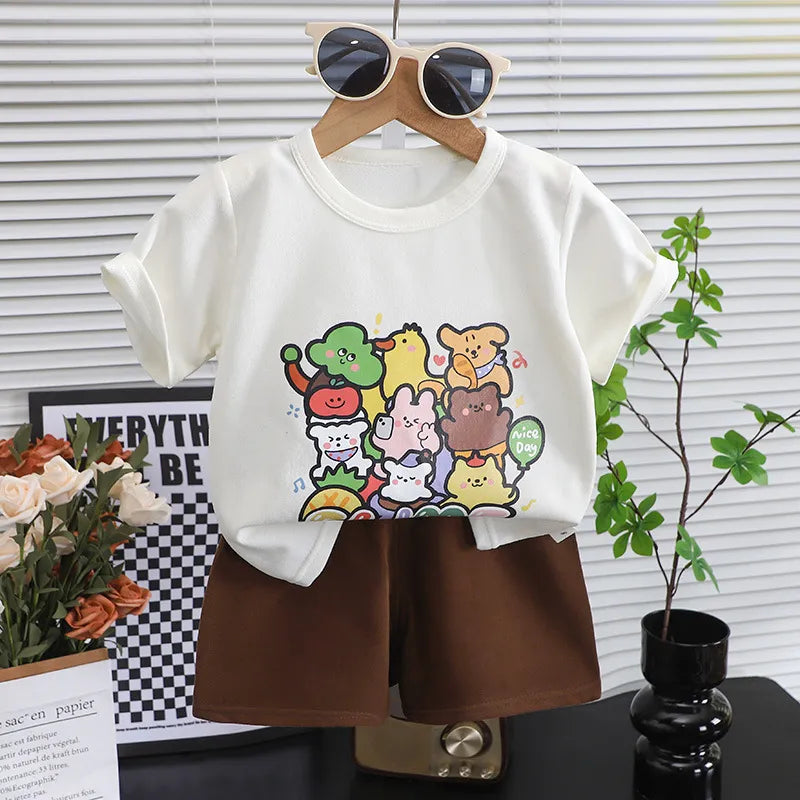 UNISEX SUMMER SHORT-SLEEVE T-SHIRT  2PCS SET