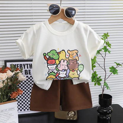 UNISEX SUMMER SHORT-SLEEVE T-SHIRT  2PCS SET