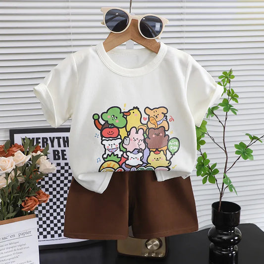 UNISEX SUMMER SHORT-SLEEVE T-SHIRT  2PCS SET