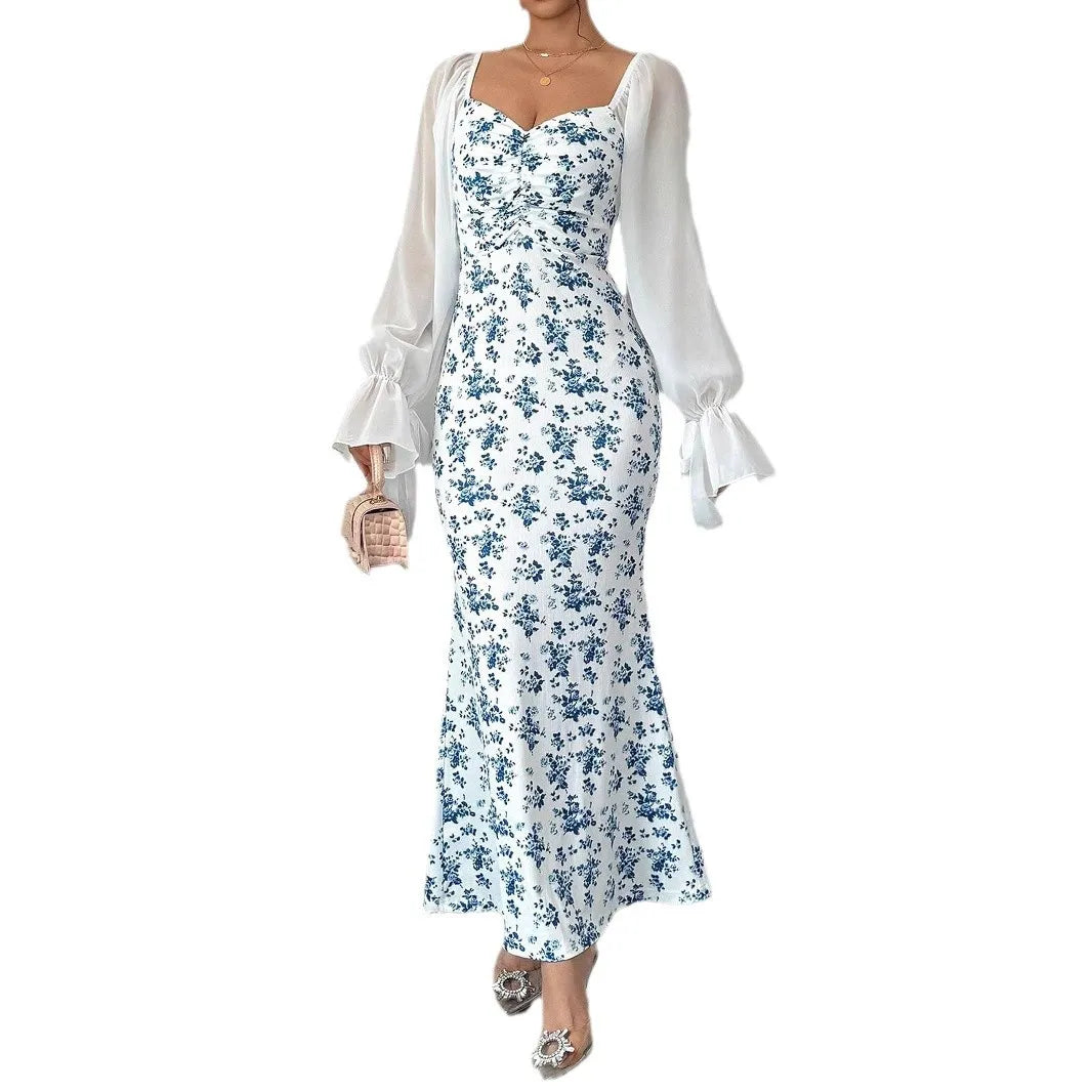 LADIES FLORAL MESH MAXI PULLOVER  DRESS
