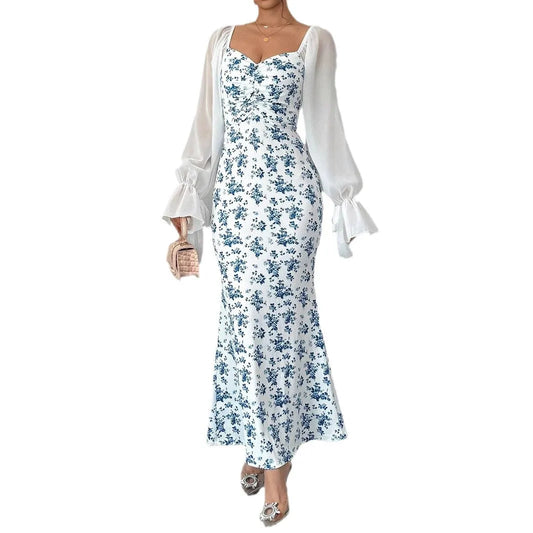 LADIES FLORAL MESH MAXI PULLOVER  DRESS