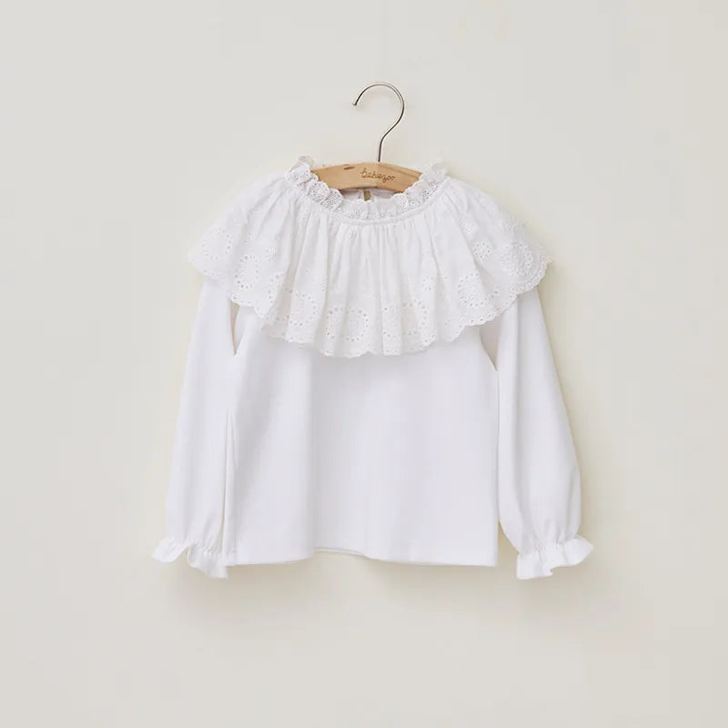 GIRL'S CUTE LACE RUFFLE LONG-SLEEVE SHIRT