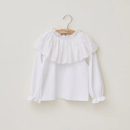 GIRL'S CUTE LACE RUFFLE LONG-SLEEVE SHIRT