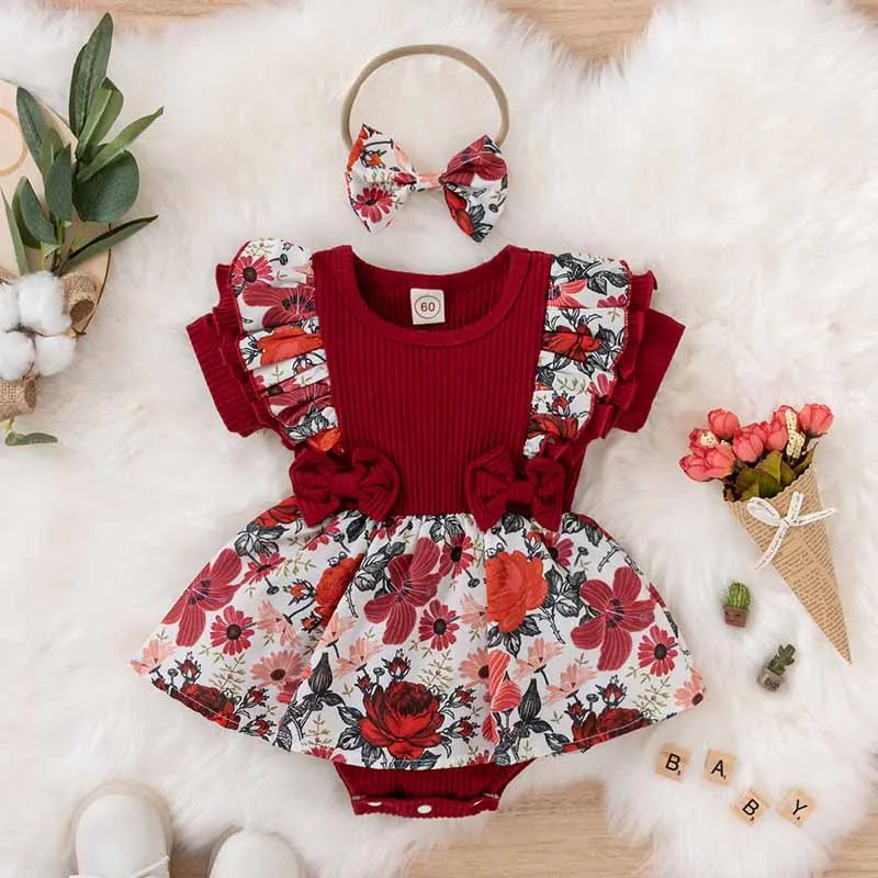 GIRL'S CASUAL CUTE TINY FLOWER ROMPER
