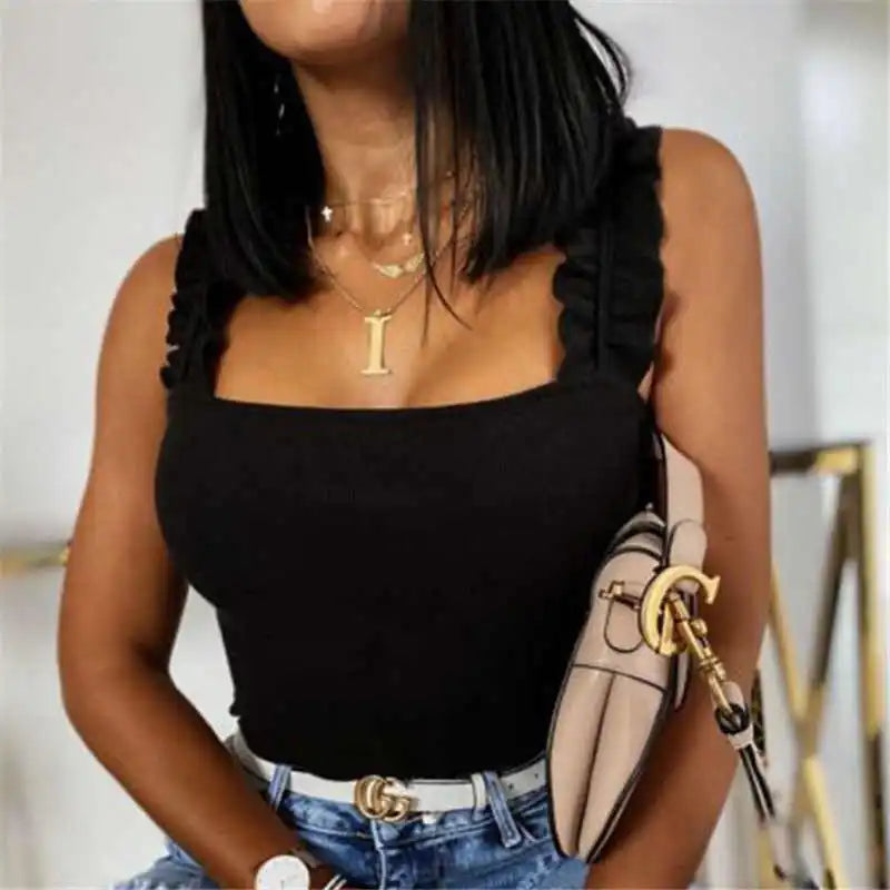 LADIES STRINGY SELVEDGE STRAP TANK TOP