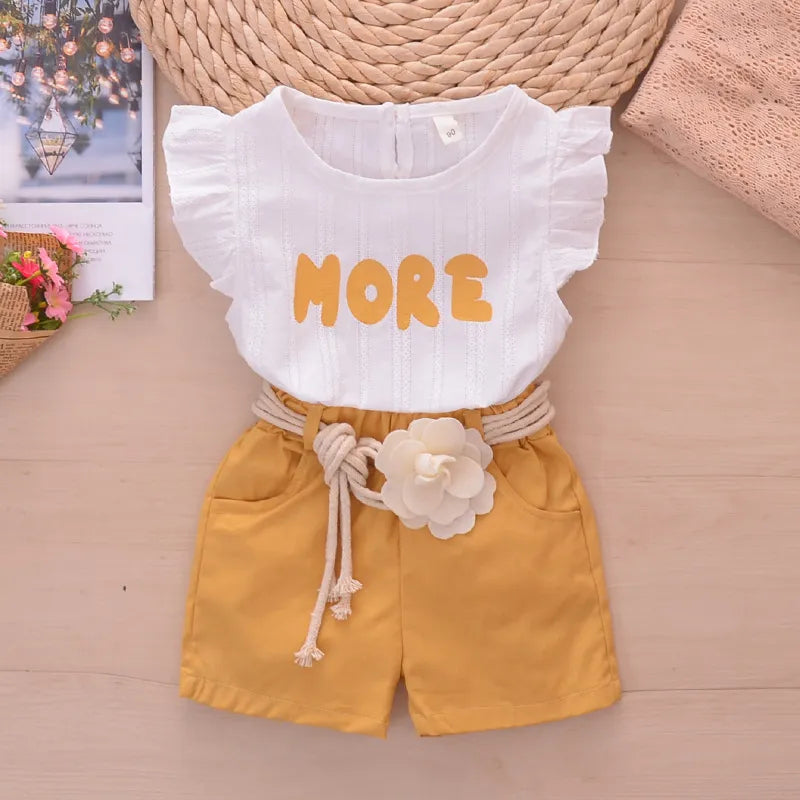 GIRL'S ROUND-NECK PATTERN 2PCS SET