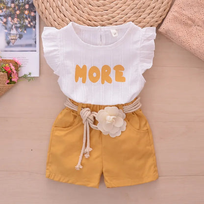 GIRL'S ROUND-NECK PATTERN 2PCS SET