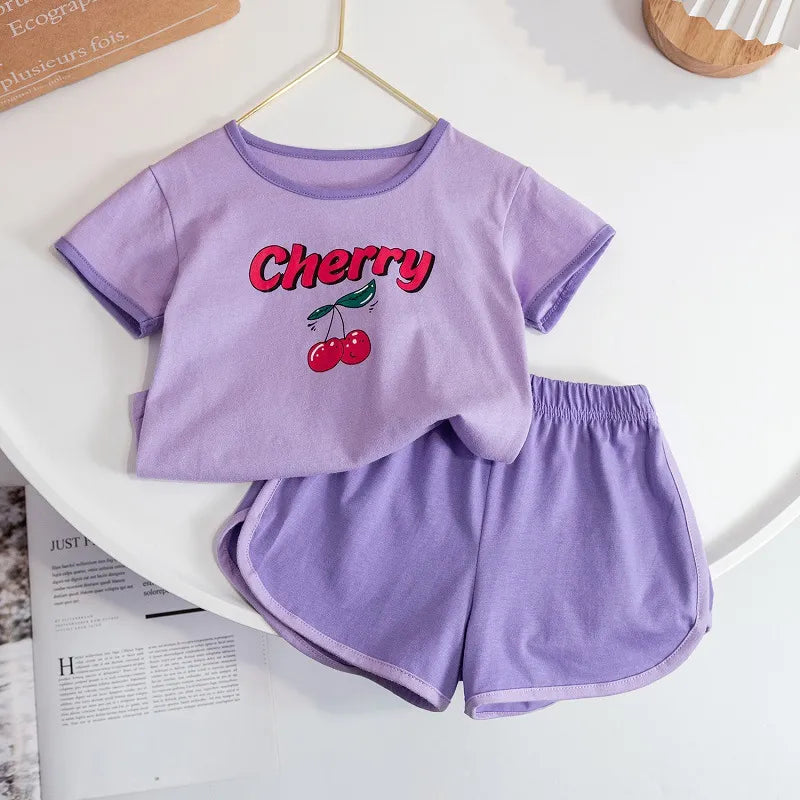 GIRL'S CASUAL CUTE SWEET ALPHABET PRINT  2PCS SET