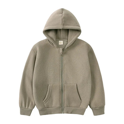 KIDS WINTER THICK COAT COTTON SOLID HOODIE CUSTOM