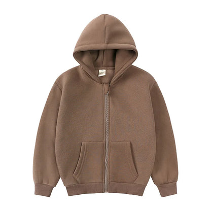 KIDS WINTER THICK COAT COTTON SOLID HOODIE CUSTOM