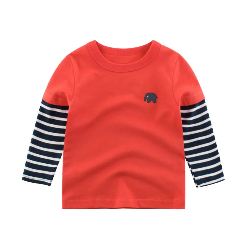 BOY'S TODDLER CASUAL CARTOON STRIPE LONG-SLEEVE T-SHIRT