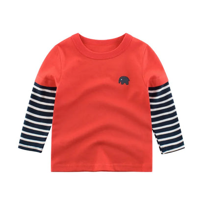 BOY'S TODDLER CASUAL CARTOON STRIPE LONG-SLEEVE T-SHIRT