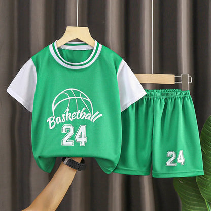 GIRL'S SUMMER ALPHABET SHORT-SLEEVE 2PCS SET