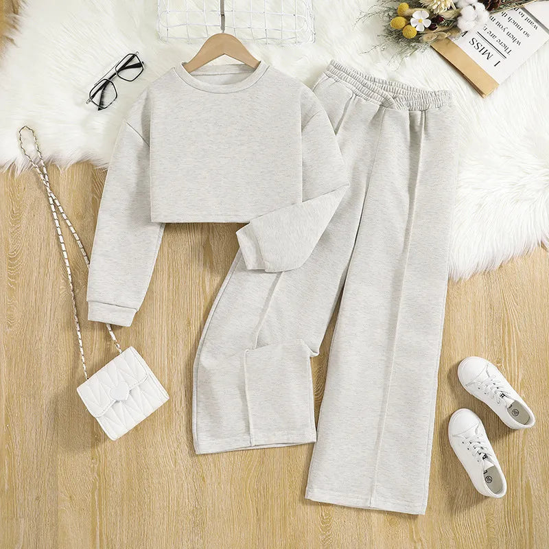 GIRL'S CASUAL SWEATSHIRT WIDE-LEG PANTS 2PCS SET