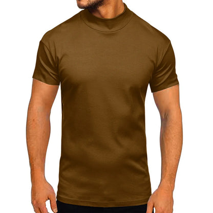 MEN'S CASUAL BASIC SOLID TURTLE NECK T-SHIRT