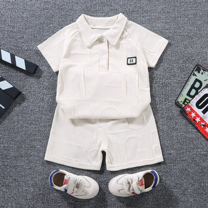 BOY'S FASHION SHORT-SLEEVE POLO SHIRT 2PCS SET
